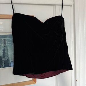 VINTAGE Ann Taylor Women's Strapless Silk/Velvet Tube Top - Black - Size 4